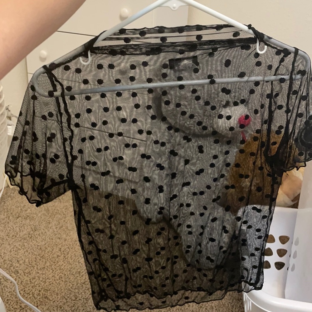 Polka dot see through shirt